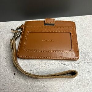 Andar Brown Leather Card Holder with Wrist Strap